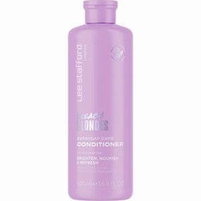 Lee Stafford Daily Blonde Conditioner | Bleach Blondes Everyday Care - Best to Neutralize Yellow Tones, Brighten & Refresh for a Lighter Blonde, Hydrating for Dry, Damaged Colored Hair, 16.7 Fl Oz