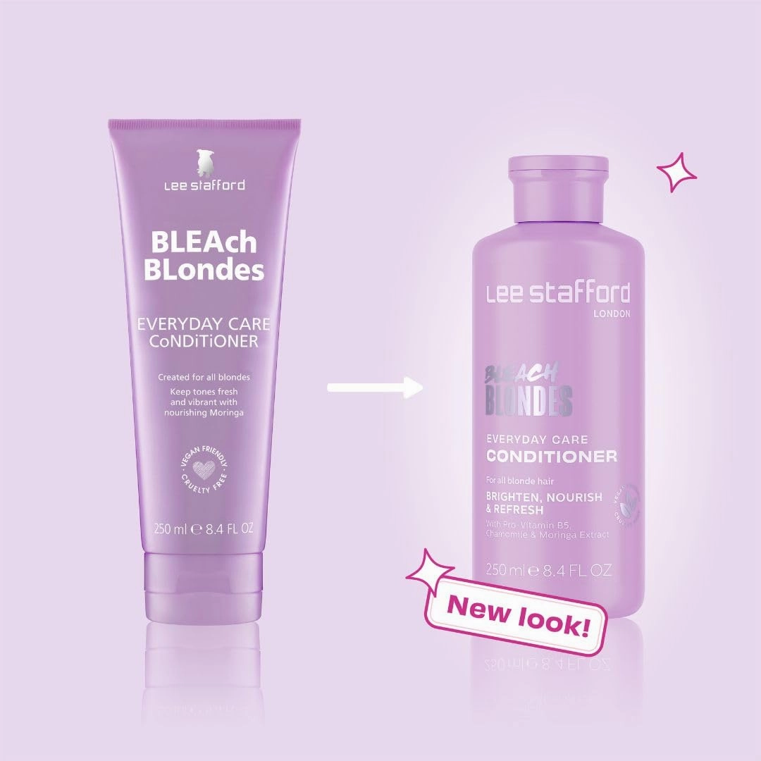 Lee Stafford Daily Blonde Conditioner | Bleach Blondes Everyday Care - Best to Neutralize Yellow Tones, Brighten & Refresh for a Lighter Blonde, Hydrating for Dry, Damaged Colored Hair, 16.7 Fl Oz