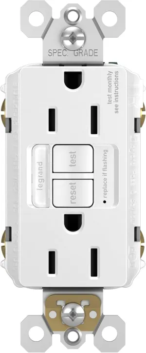 Legrand Radiant 1597NTLTRWCCD4 15 Amp Night Light GFCI Self Test Tamper-Resistant Decorator Duplex Outlet with Cool Touch LED, White (1 Count)