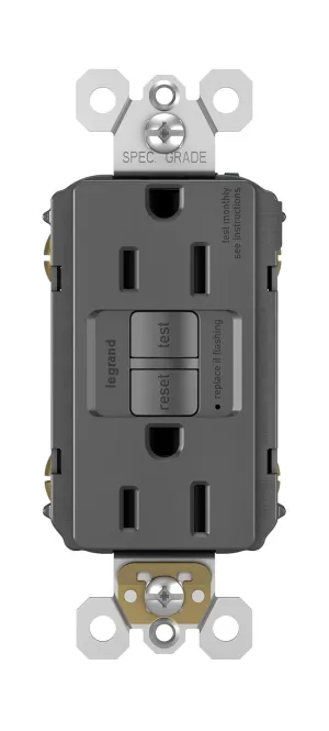 Legrand radiant 1597TRBKCCD4 15 Amp GFCI Self Test Tamper Resistant Decorator Duplex Outlet, Black (1 Count)