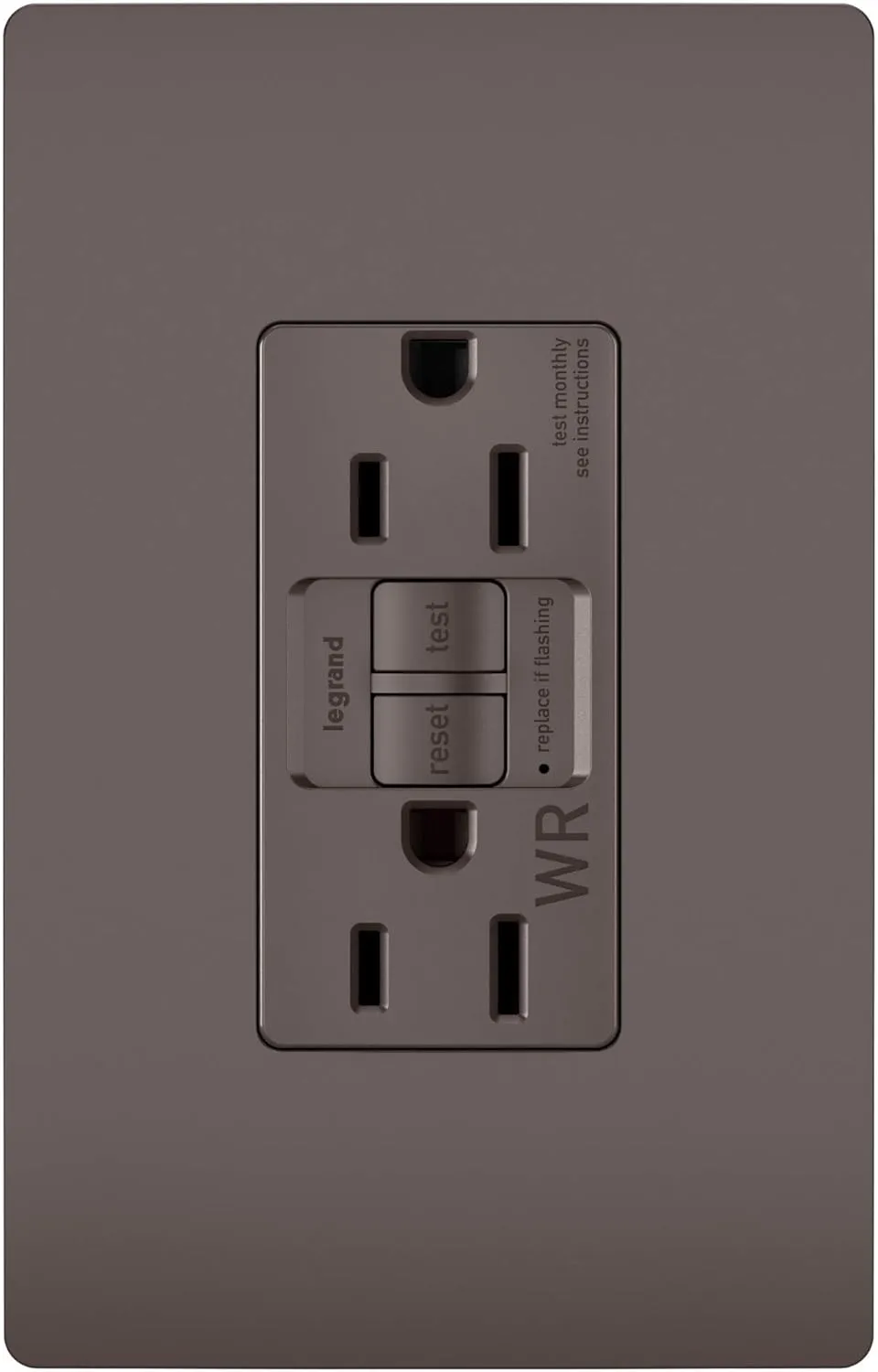Legrand radiant 1597TRWRBK 15 Amp Outdoor GFCI Self Test Tamper Resistant Weather Resistant Decorator Duplex Outlet, Black (1 Count)