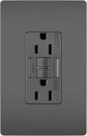 Legrand radiant 1597TRWRBK 15 Amp Outdoor GFCI Self Test Tamper Resistant Weather Resistant Decorator Duplex Outlet, Black (1 Count)