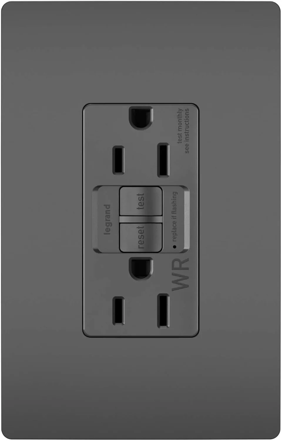 Legrand radiant 1597TRWRBK 15 Amp Outdoor GFCI Self Test Tamper Resistant Weather Resistant Decorator Duplex Outlet, Black (1 Count)