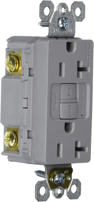 Legrand Radiant 2097GRYCCD12 20 Amp GFCI Self Test Decorator Duplex Outlet, Gray (1 Count)