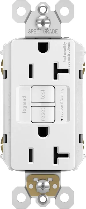 Legrand radiant 2097TRWCCD12 20 Amp GFCI Self Test Tamper Resistant Decorator Duplex Outlet, White (1 Count)