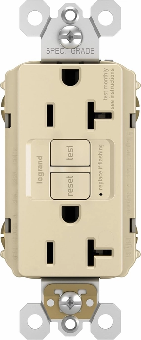 Legrand radiant 2097ICCD12 20 Amp GFCI Self Test Decorator Duplex Outlet, Ivory (1 Count)