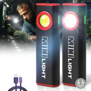 lexall 2 Pack LED Work Light, 1600 Lumens Mini Magnetic Flat EDC Flashlight with Clip, 3 Modes Portable Ultra-Light Bright Waterproof Pocket Light for Working, Camping, Repairing, Emergencies