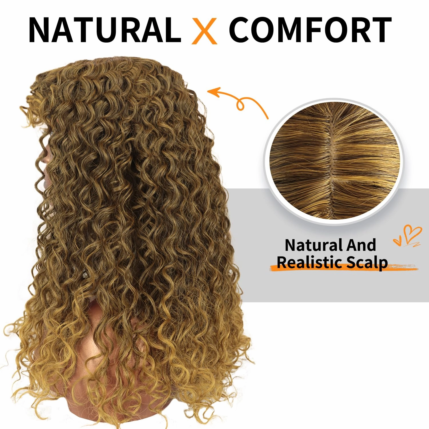 Limerence Curly Wigs for Black Women， Long Highlight Blonde Curly Afro Wig with Bangs for Women 20 inch for Daily Use