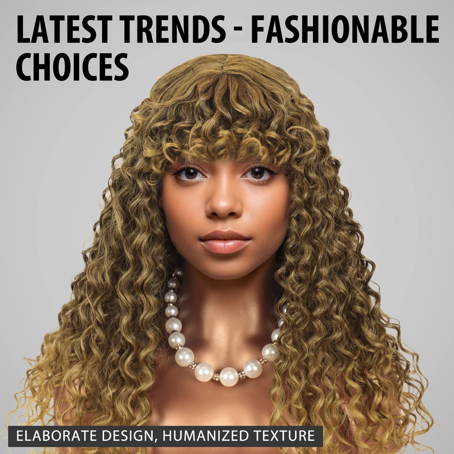 Limerence Curly Wigs for Black Women， Long Highlight Blonde Curly Afro Wig with Bangs for Women 20 inch for Daily Use
