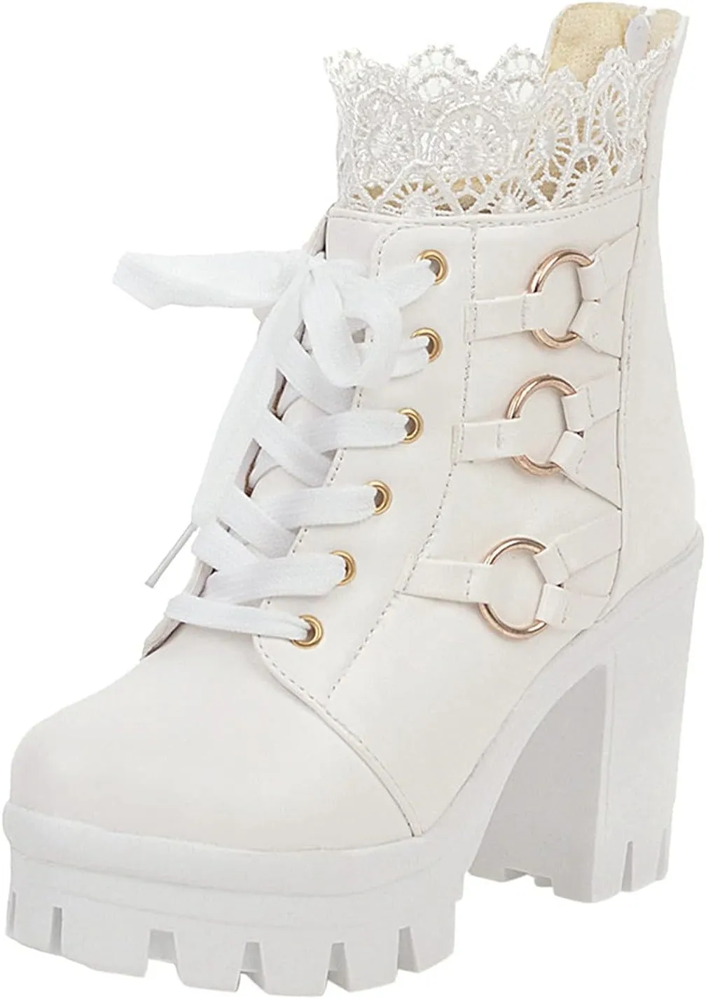 Lolita Chunky Platform Shoes Cute Sweet Block Heels Mary Jane Shoes Ankle Boots Goth Punk Round Toe Combat Boots