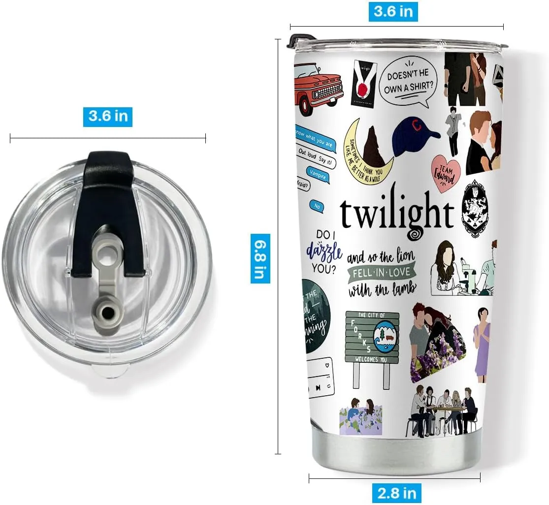 LONGXIN Twilight Merch Vampire Lover Tumbler Edward's Girl Gift Movie Inspired Gifts City Of Forks Gifts Forks Washington Gift Twilight Gifts for Movie Fans Girls Women Stainless Steel Tumblers 20oz