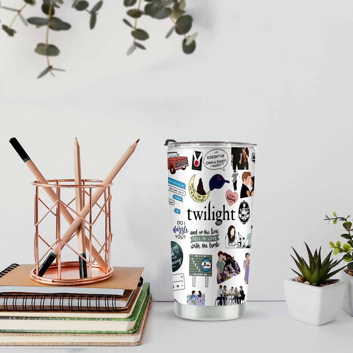 LONGXIN Twilight Merch Vampire Lover Tumbler Edward's Girl Gift Movie Inspired Gifts City Of Forks Gifts Forks Washington Gift Twilight Gifts for Movie Fans Girls Women Stainless Steel Tumblers 20oz