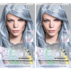 L'Oreal Paris Feria Multi-Faceted Shimmering Permanent Hair Color, 411 Sapphire Smoke (Smokey Blue), Hair Dye Kit, Pack of 2