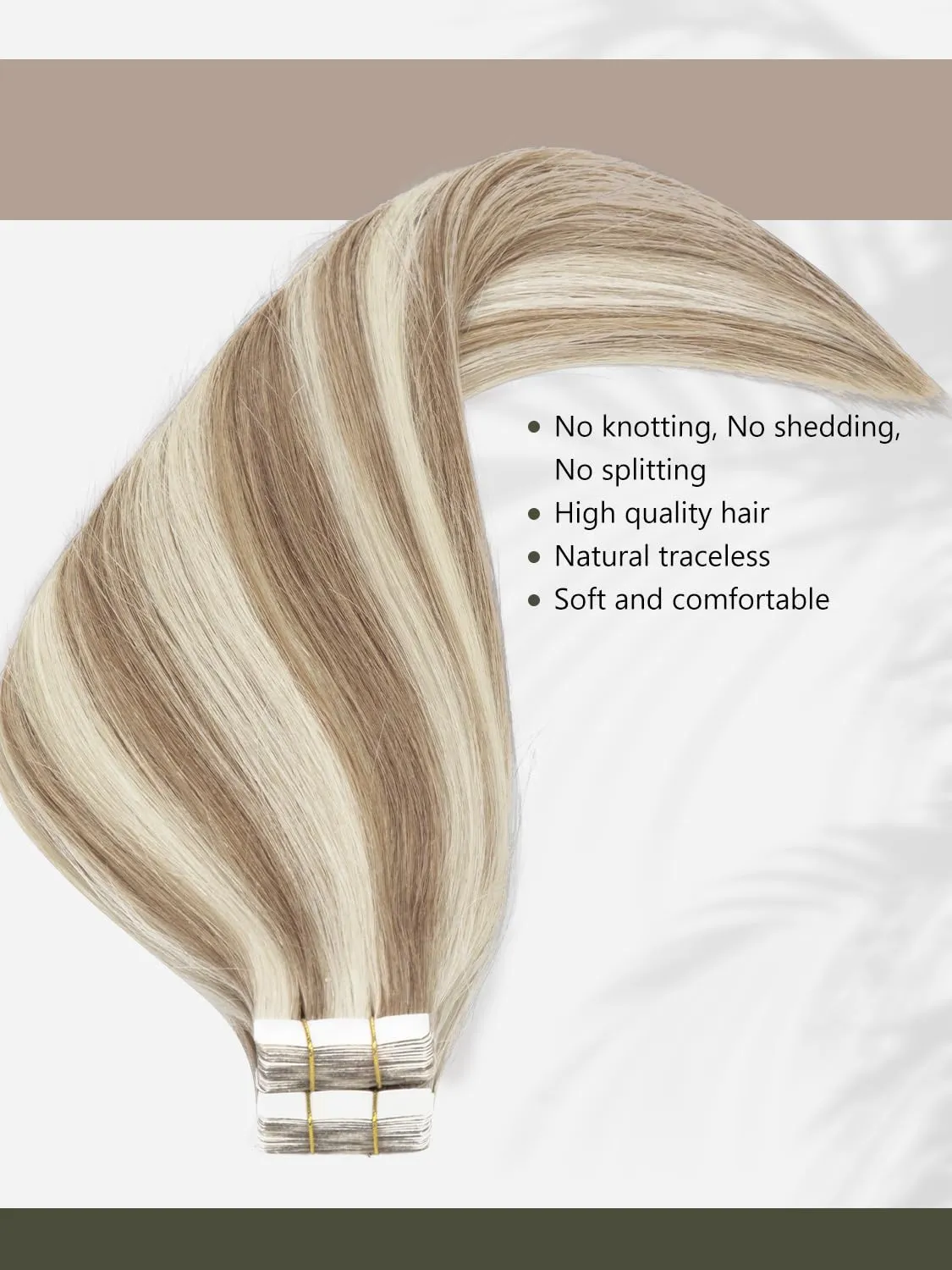Loxxy 20inch Human Hair Tape in Extensions Balayage Piano Medium Brown Mixed With Platinum Blonde Natural Hair Tape in Hair Extensions Real Human Hair Silky Straight 20pcs 50g