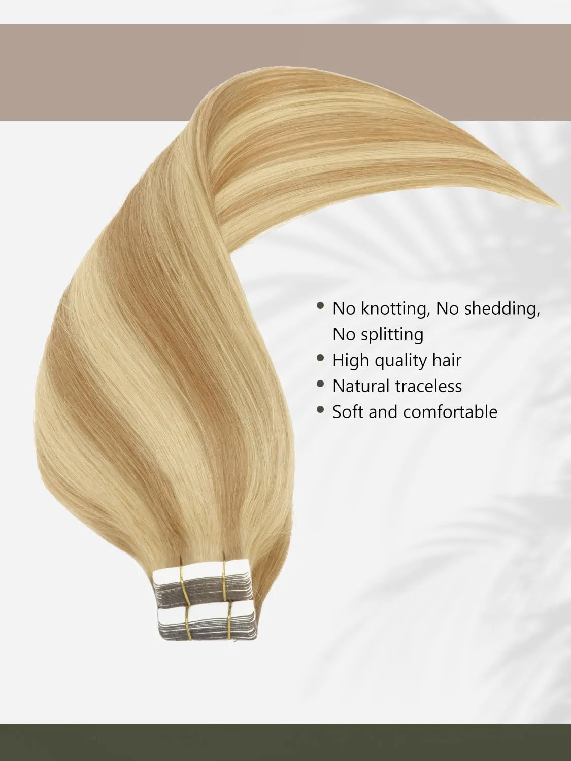 Loxxy Blonde Tape in Extensions Human Hair Piano Light Golden Brown Mixed With Platinum Blonde Brazilian Human Tape in Hair Extensions Thick Hair Seamless Long Double Sided 20inch 20pcs 50g P#12/60A