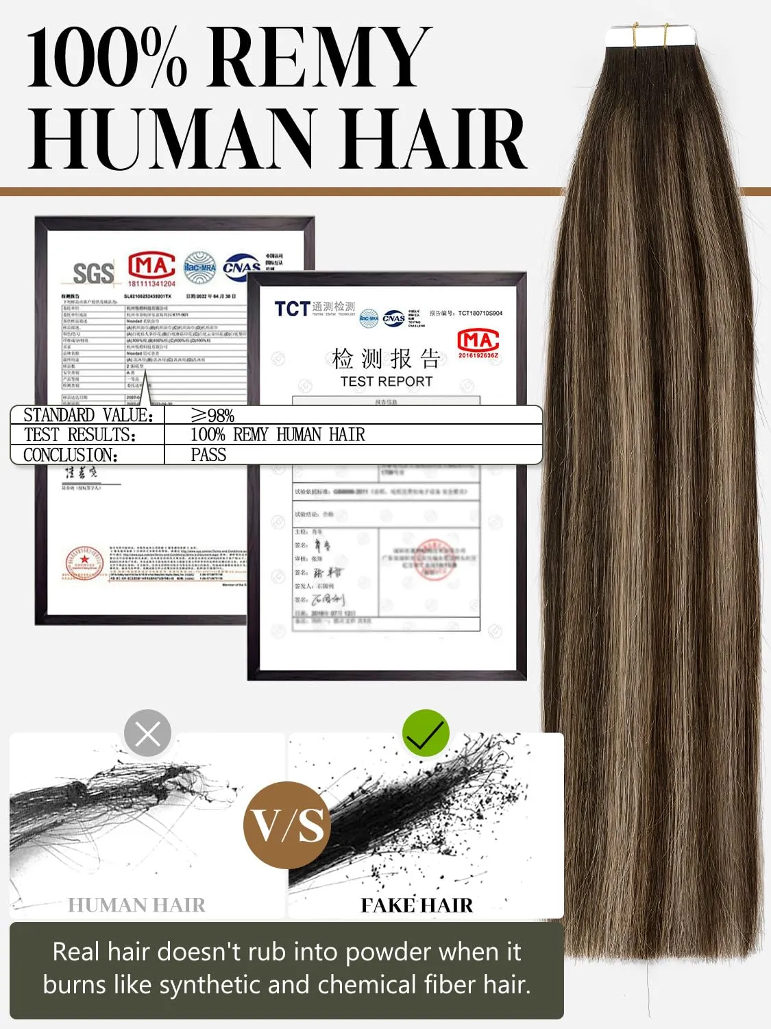 Loxxy Tape in Human Hair Extensions 20 Inch Double Sided Seamless Skin Weft Tape in Hair Extensions 20 Pcs 50g Dark Brown Roots Mixed Chestnut Brown Reusable Hair Extension for Thin Hair R2-2/6
