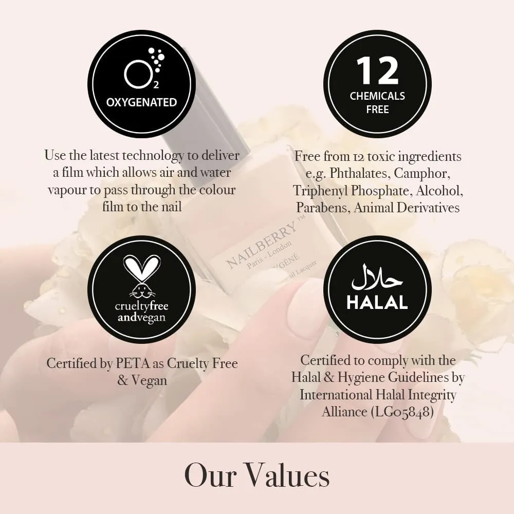 L'Oxygéné Oxygenated Nail Lacquer | Mystere | Light Creamy Lilac Opaque Nail Polish | UV Protected Long-Wear Nail Polish | 12-Free | Vegan | Certified Halal | Cruelty & Gluten Free | 15 ml