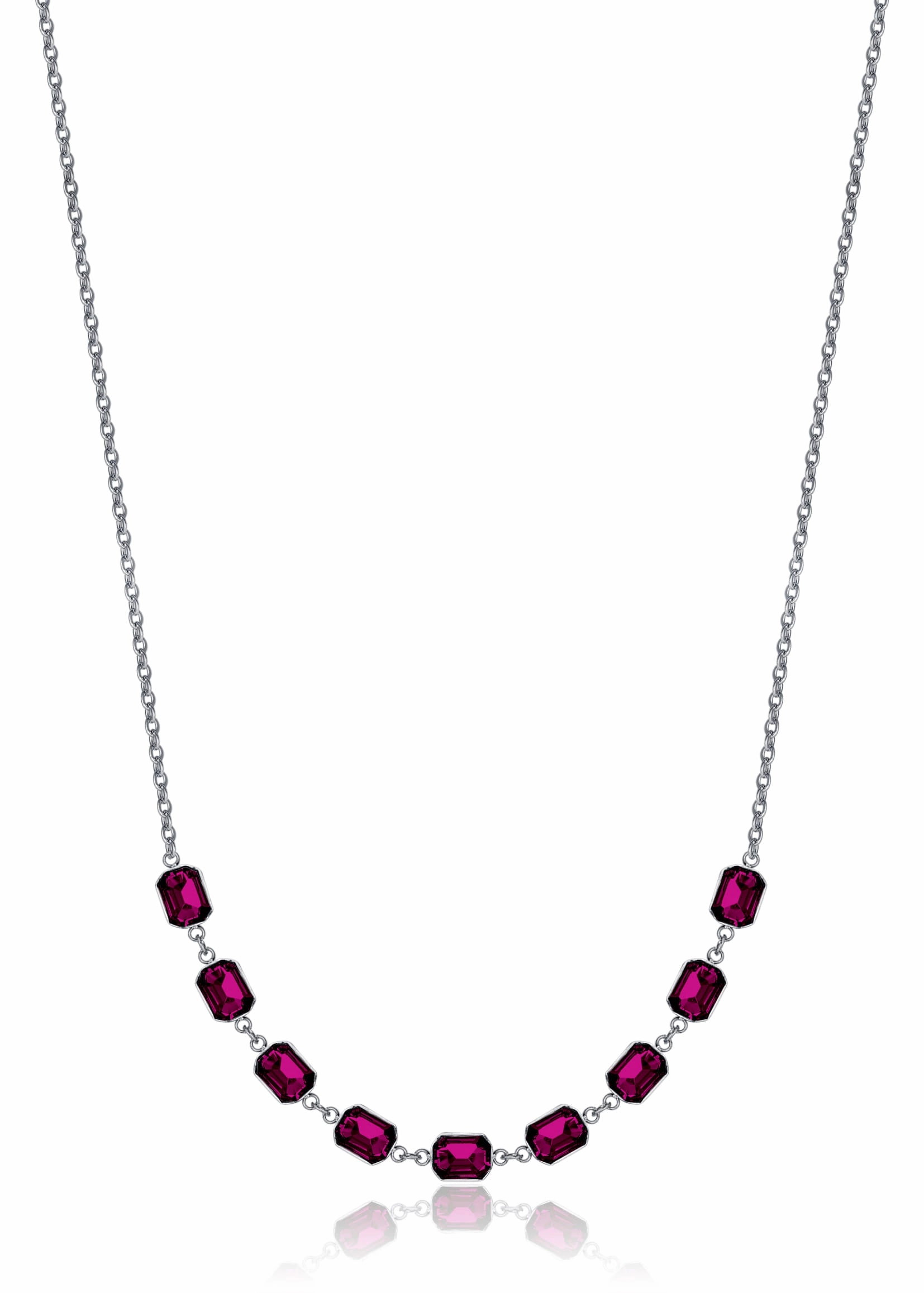 Luca Barra Ladies Steel Necklace with Fuchsia Crystals