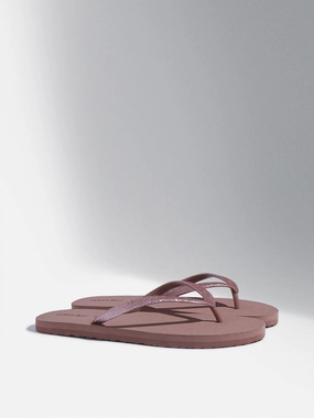 LUNA BLU Dusty Pink Shimmer Detailed Flip-Flop