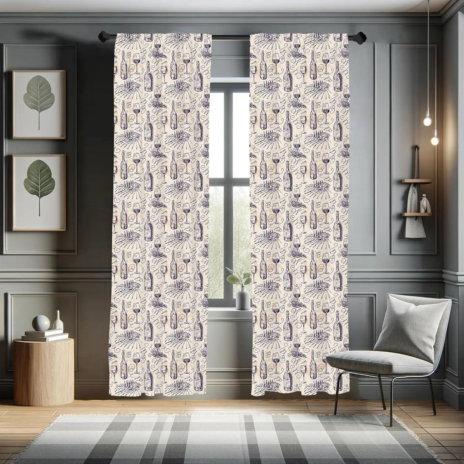 Lunarable Winery Curtains, Wine and Winemaking Winery Grape Field Harvest Season Traditional Culture Art, Window Treatments 2 Panel Set for Living Room Bedroom, Pair of - 28" x 63", Blue Cream
