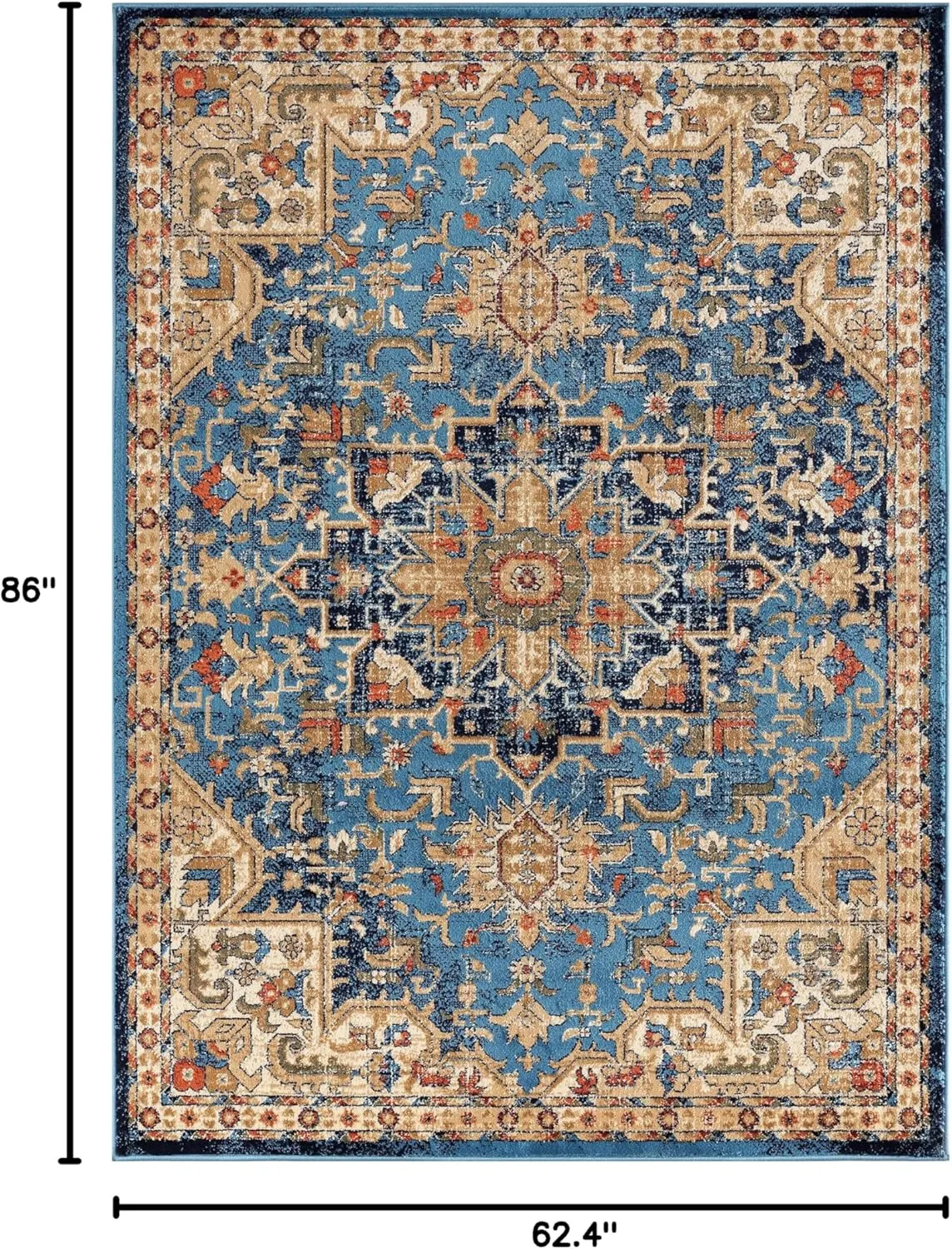 LUXE WEAVERS Geometric Southwestern Area Rug, Howell Blue 5x7