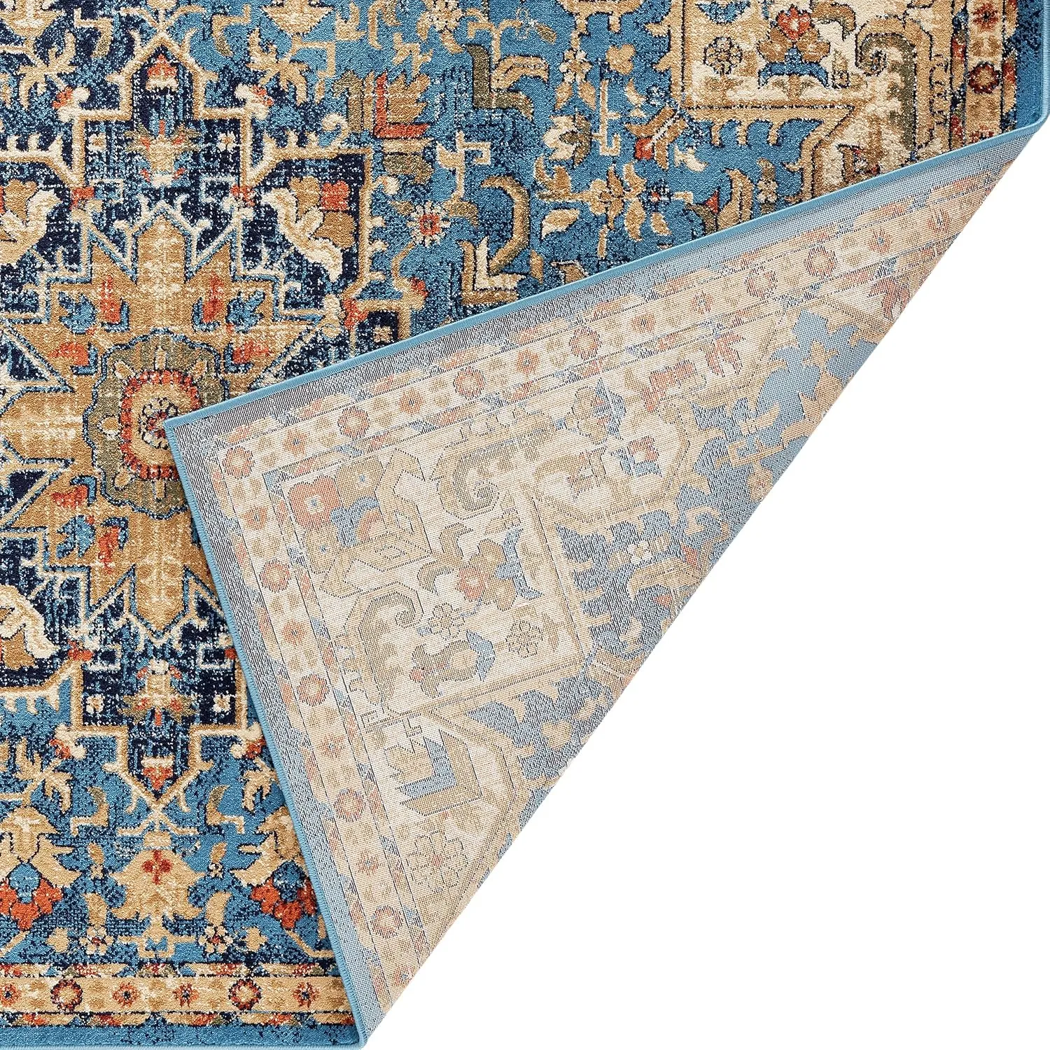 LUXE WEAVERS Geometric Southwestern Area Rug, Howell Blue 5x7