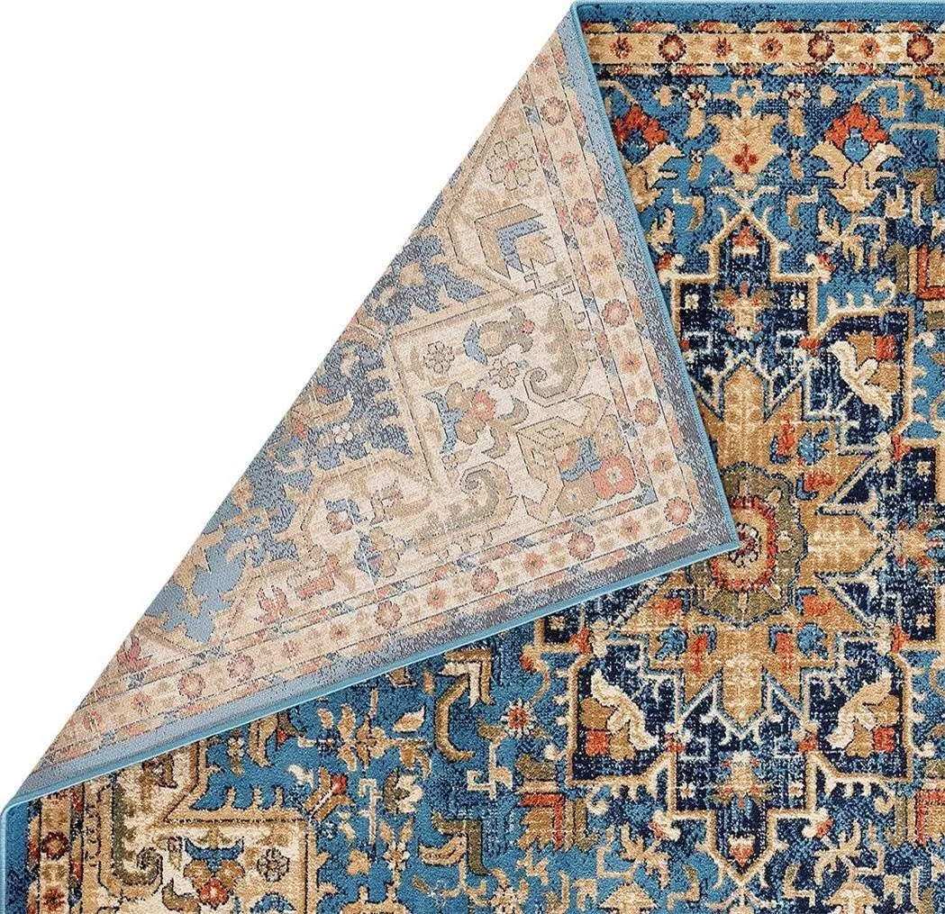 LUXE WEAVERS Geometric Southwestern Area Rug, Howell Blue 5x7