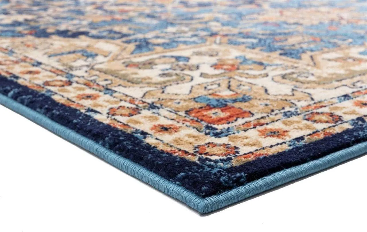 LUXE WEAVERS Geometric Southwestern Area Rug, Howell Blue 5x7
