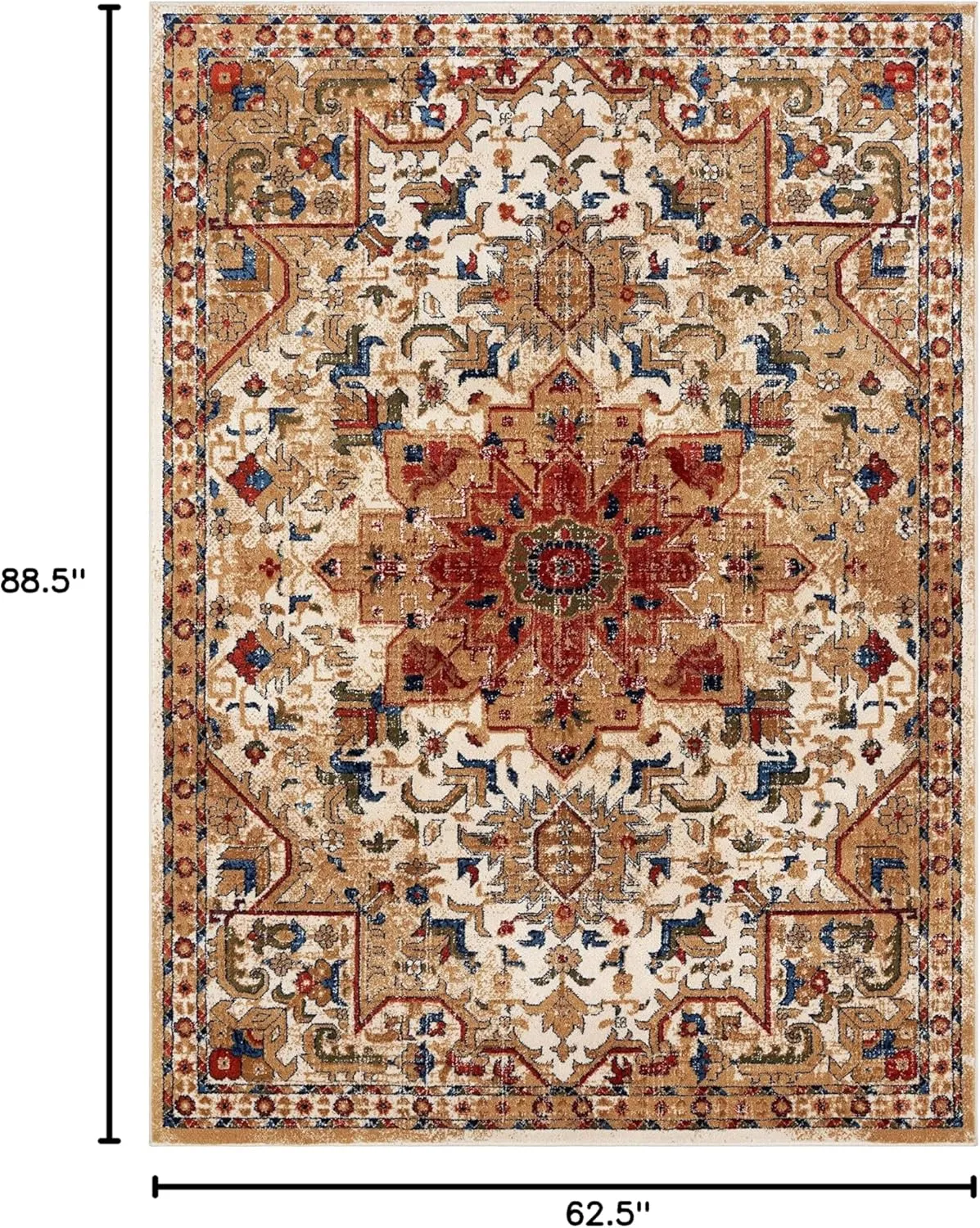 LUXE WEAVERS Geometric Southwestern Area Rug, Ivory 5x7
