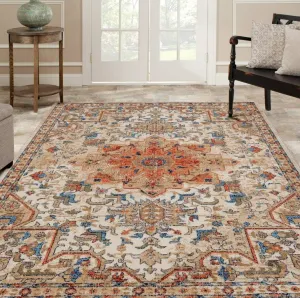 LUXE WEAVERS Geometric Southwestern Area Rug, Ivory 5x7