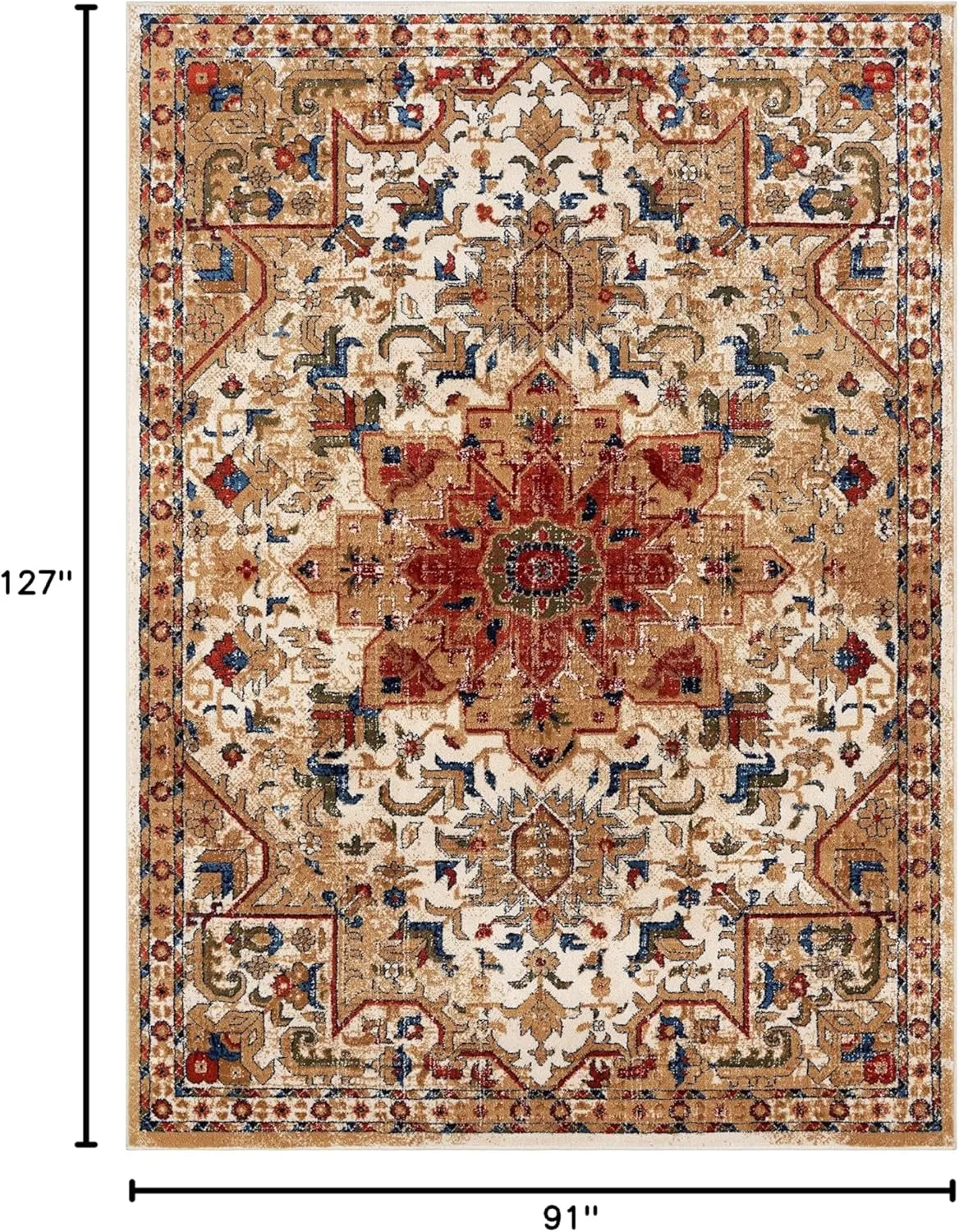 LUXE WEAVERS Geometric Southwestern Area Rug, Ivory 8x10