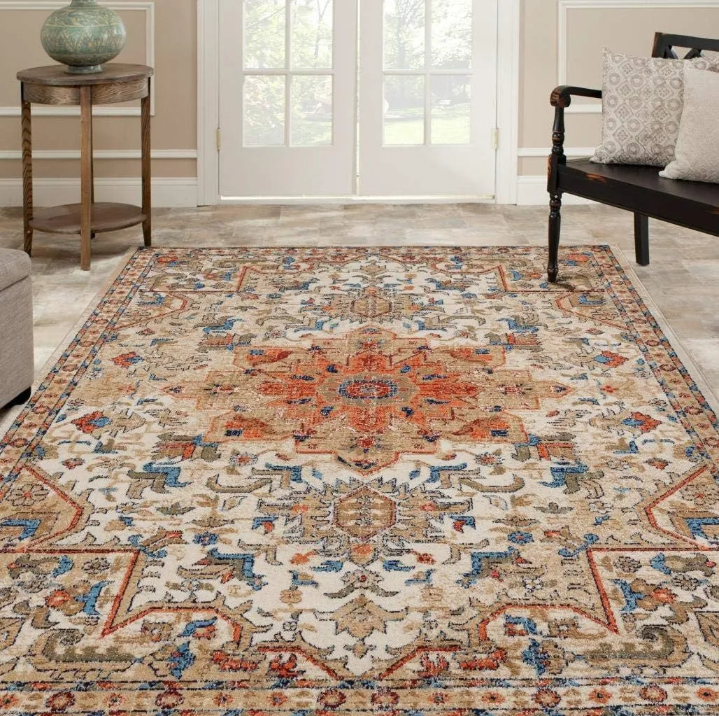 LUXE WEAVERS Geometric Southwestern Area Rug, Ivory 8x10