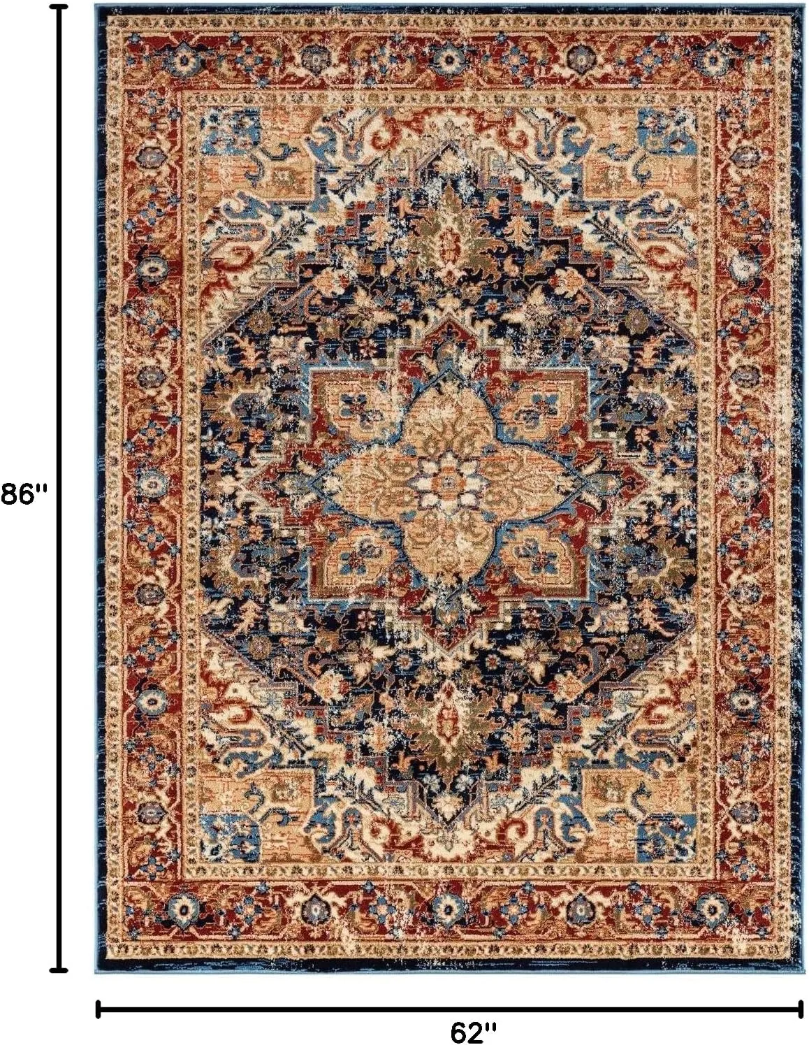 LUXE WEAVERS Howell Collection Oriental Area Rug, Blue 5x7