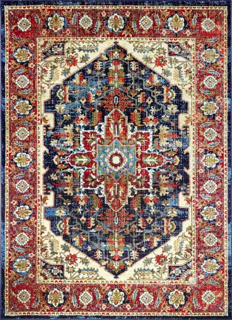 LUXE WEAVERS Howell Collection Oriental Navy 5x7 Area Rug 2525