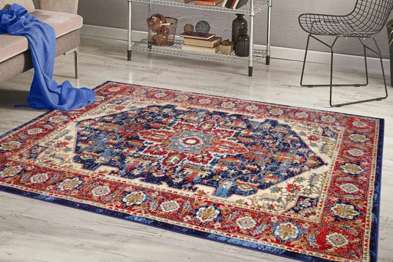 LUXE WEAVERS Howell Collection Oriental Navy 5x7 Area Rug 2525