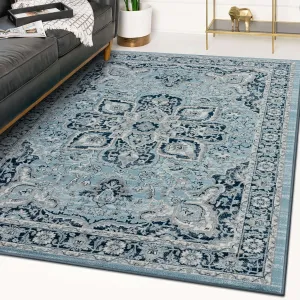 LUXE WEAVERS Olimpia Collection 5940 Blue 5x7 Oriental Floral Area Rug