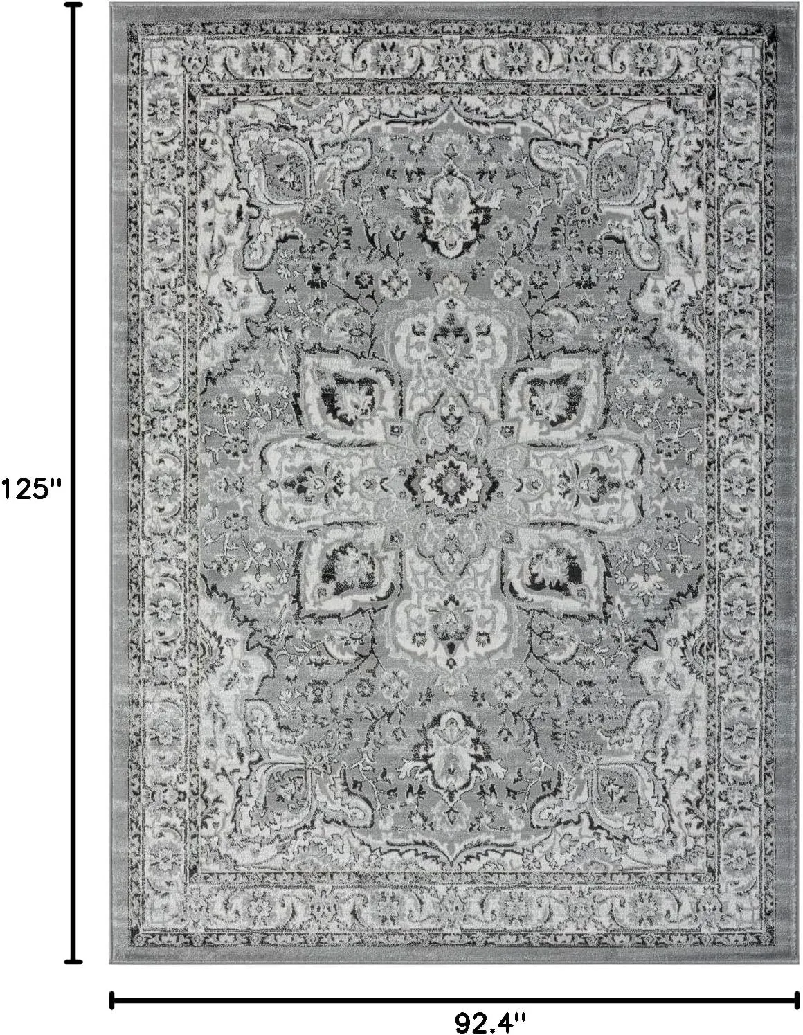 LUXE WEAVERS Olimpia Collection 5940 Grey 8x10 Oriental Floral Area Rug