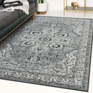 LUXE WEAVERS Olimpia Collection 5940 Grey 8x10 Oriental Floral Area Rug
