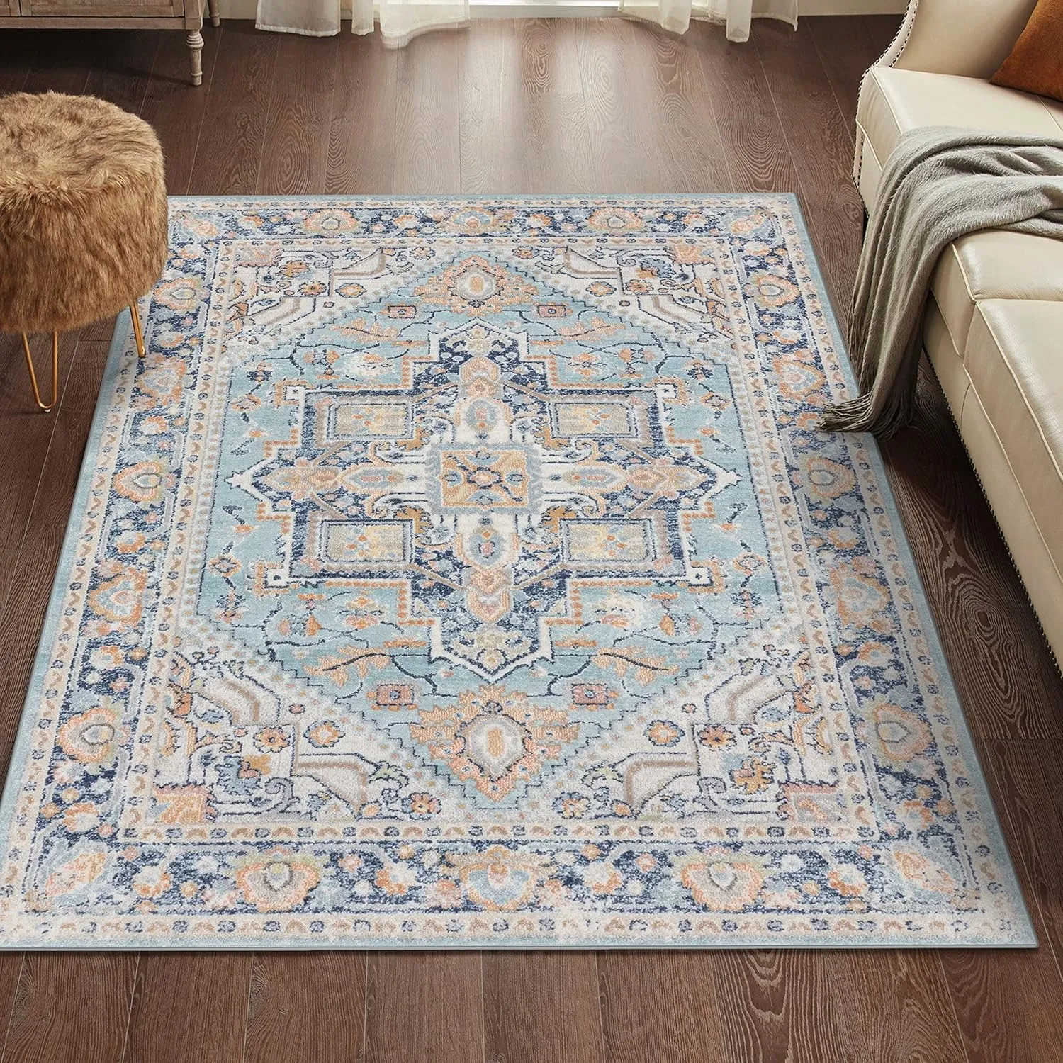 LUXE WEAVERS Oriental Medallion Area Rug, 8X10, Aqua