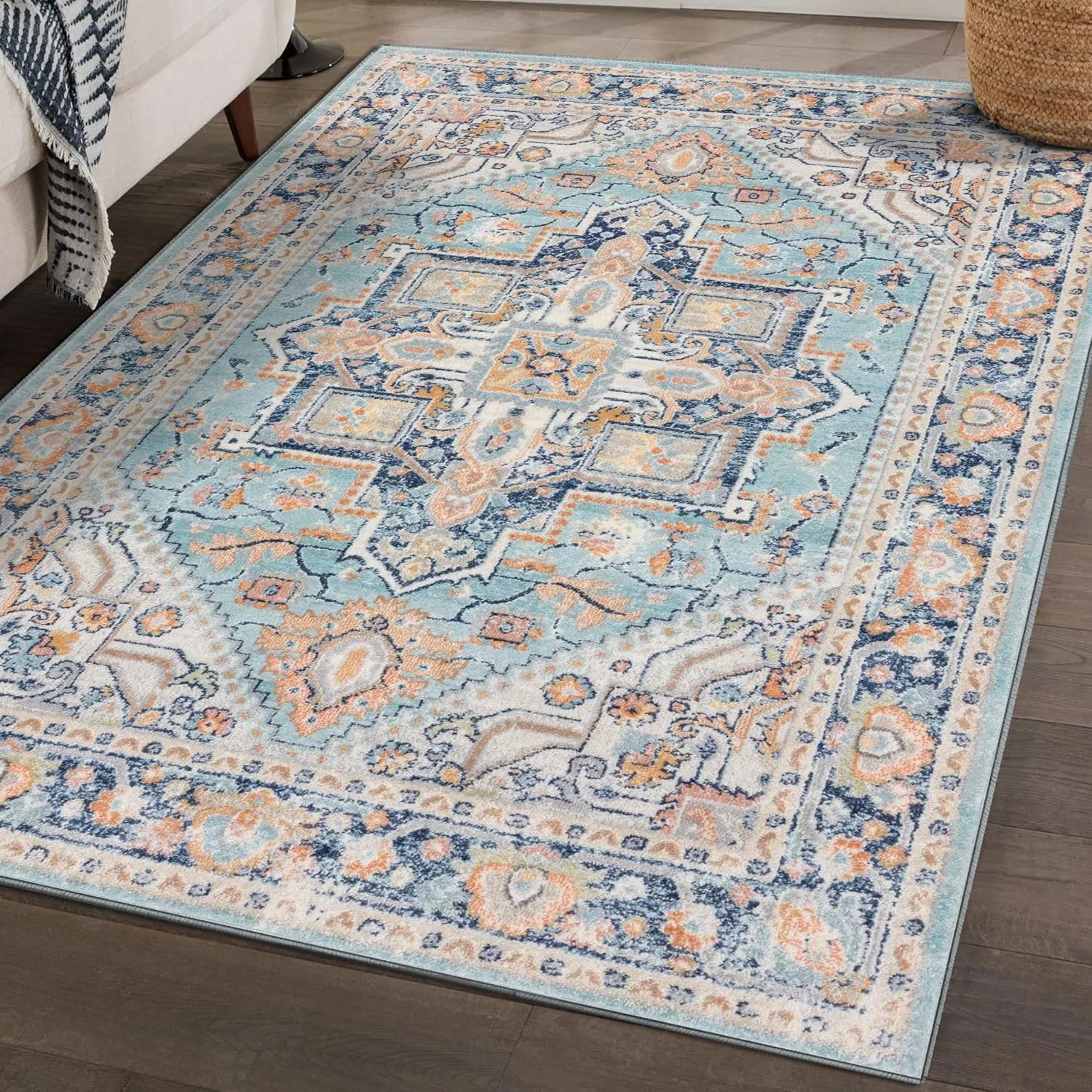 LUXE WEAVERS Oriental Medallion Area Rug, 8X10, Aqua