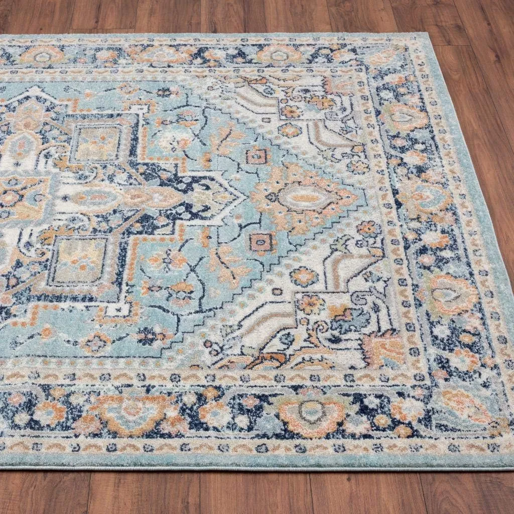 LUXE WEAVERS Oriental Medallion Area Rug, 8X10, Aqua