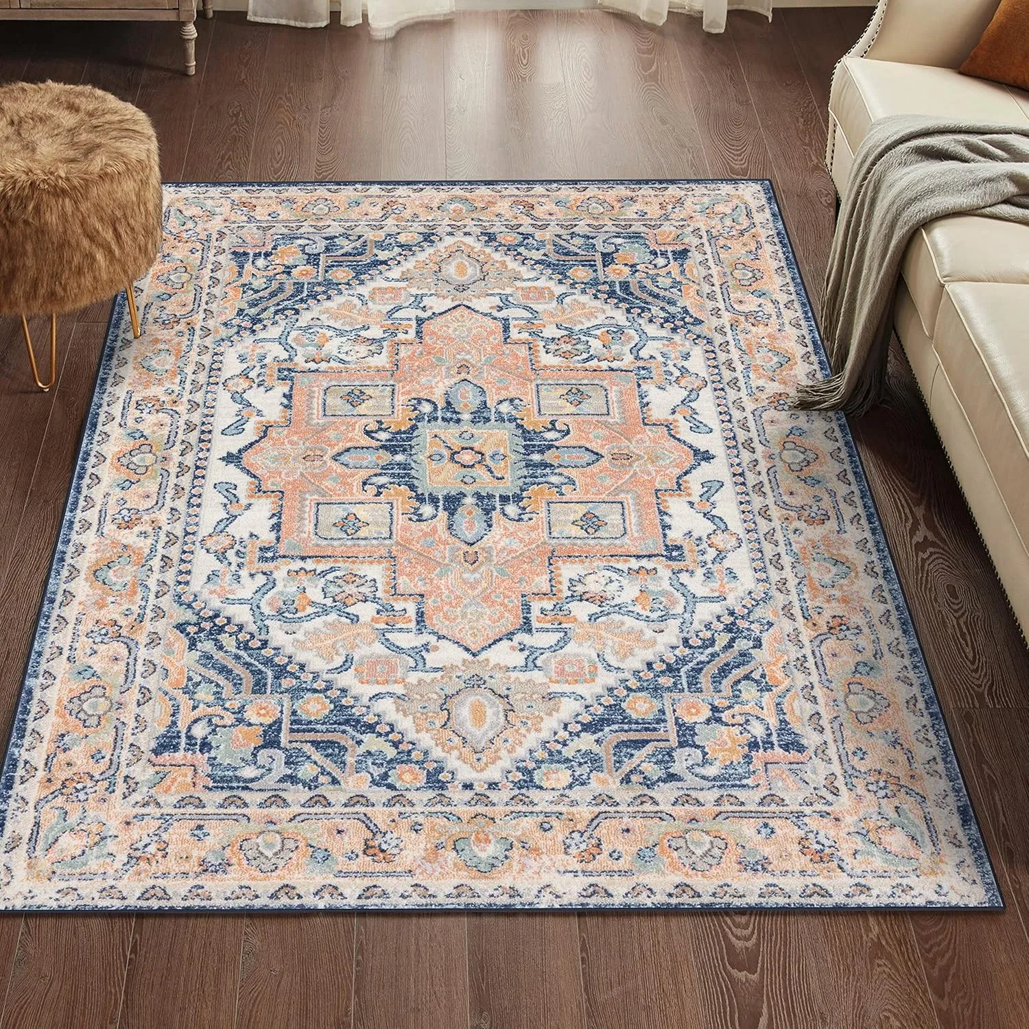 LUXE WEAVERS Oriental Medallion Area Rug, 8X10, Navy