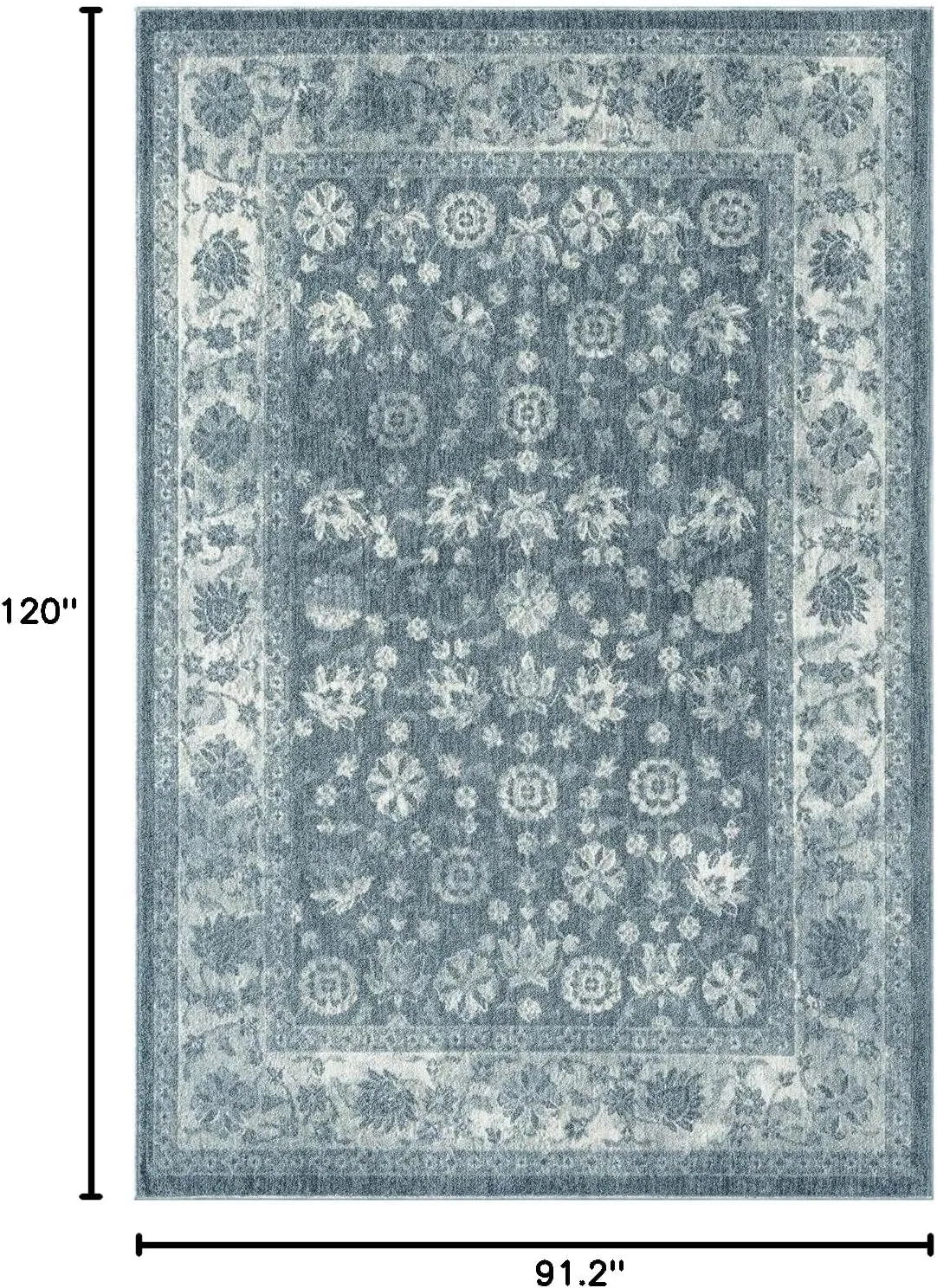 LUXE WEAVERS Patricia Collection 125 Blue 8x10 Oriental Floral Area Rug