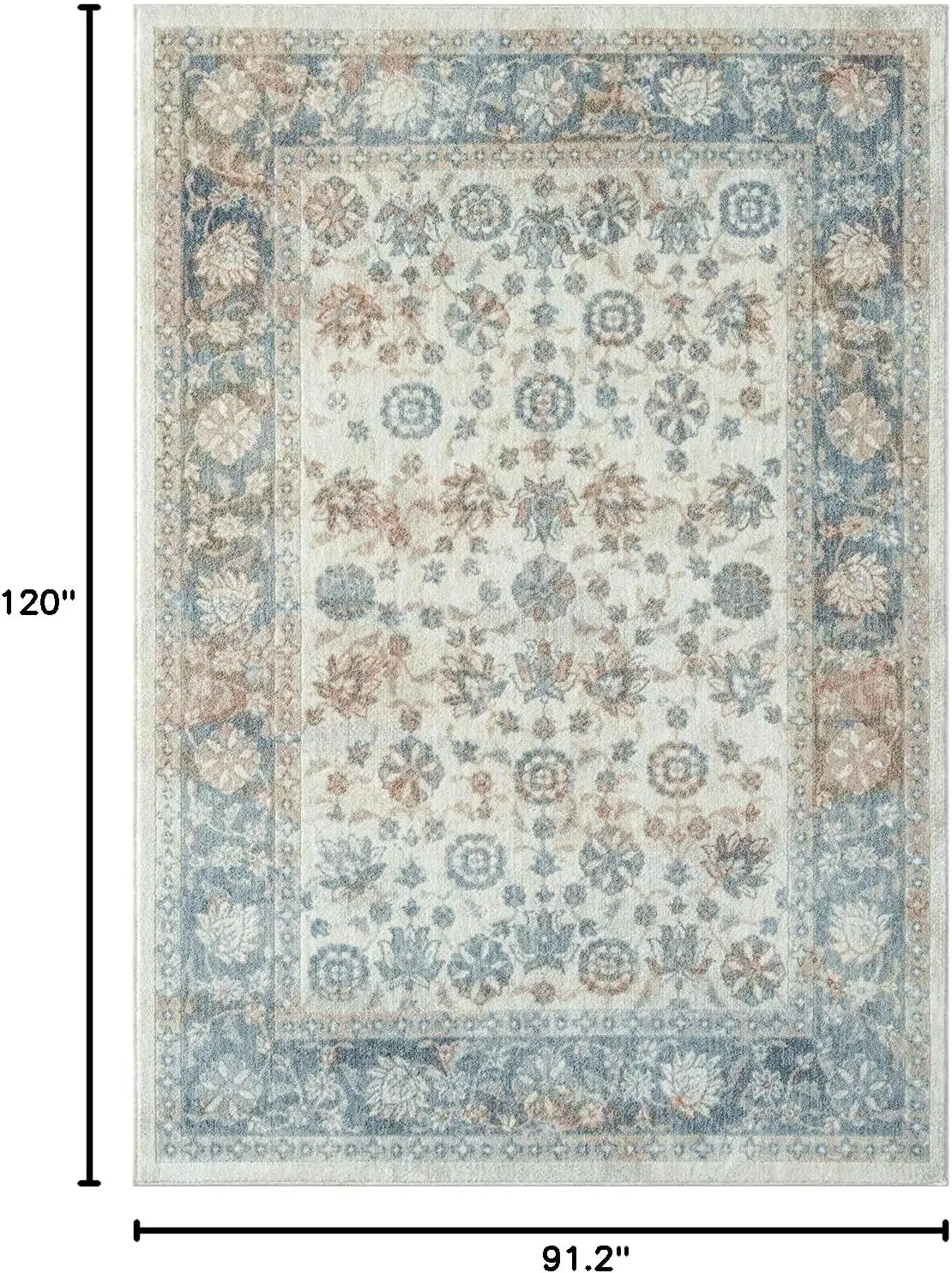 LUXE WEAVERS Patricia Collection 125 Ivory 8x10 Oriental Floral Area Rug