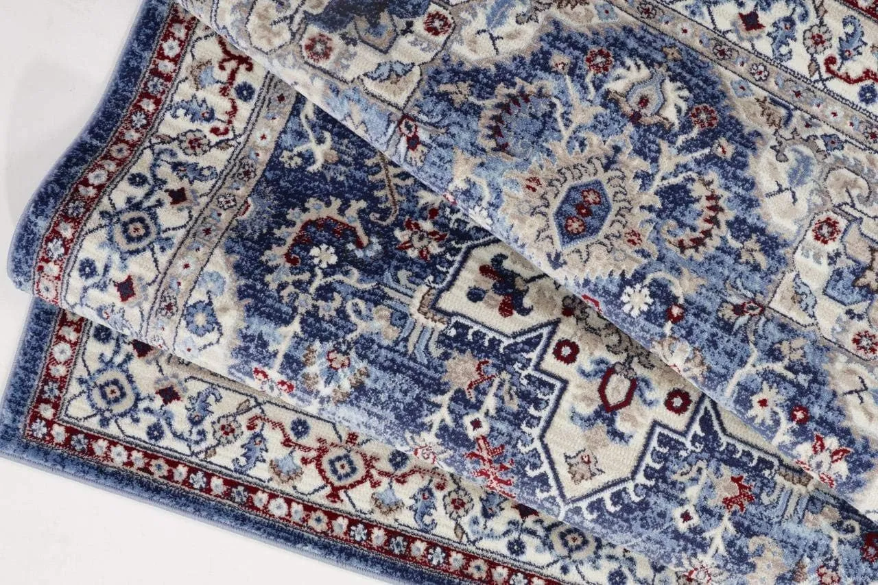 LUXE WEAVERS Victoria Collection Blue Oriental 5x7 Area Rug 7525