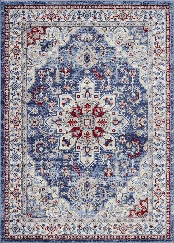 LUXE WEAVERS Victoria Collection Blue Oriental 5x7 Area Rug 7525