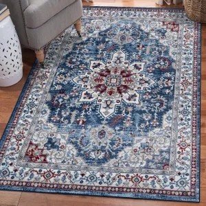 LUXE WEAVERS Victoria Collection Blue Oriental 5x7 Area Rug 7525