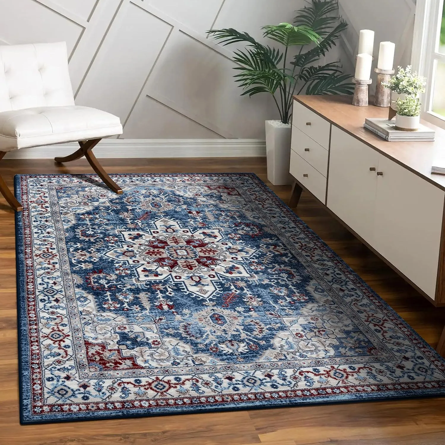 LUXE WEAVERS Victoria Collection Blue Oriental 5x7 Area Rug 7525