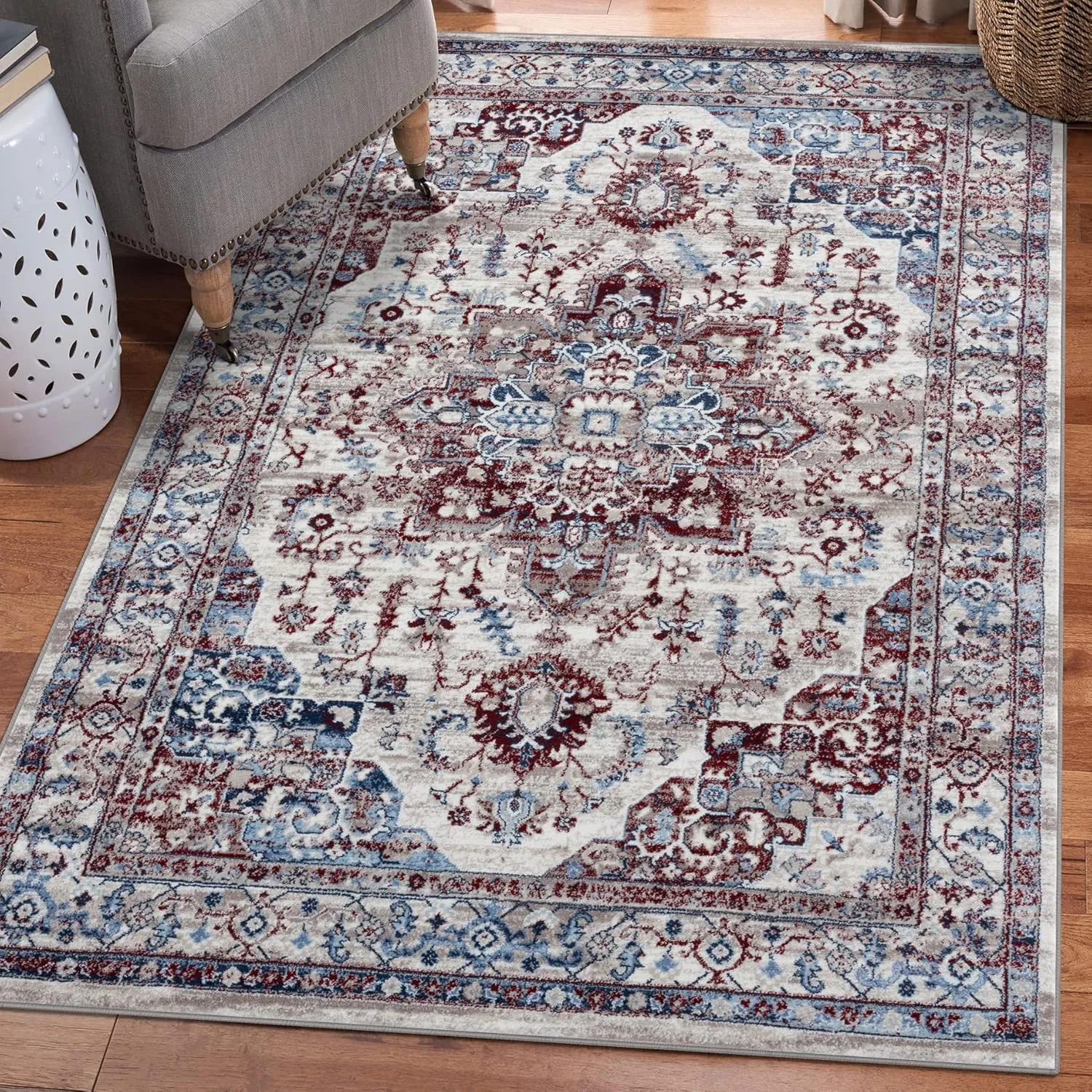 LUXE WEAVERS Victoria Collection Ivory Oriental 5x7 Area Rug 7525