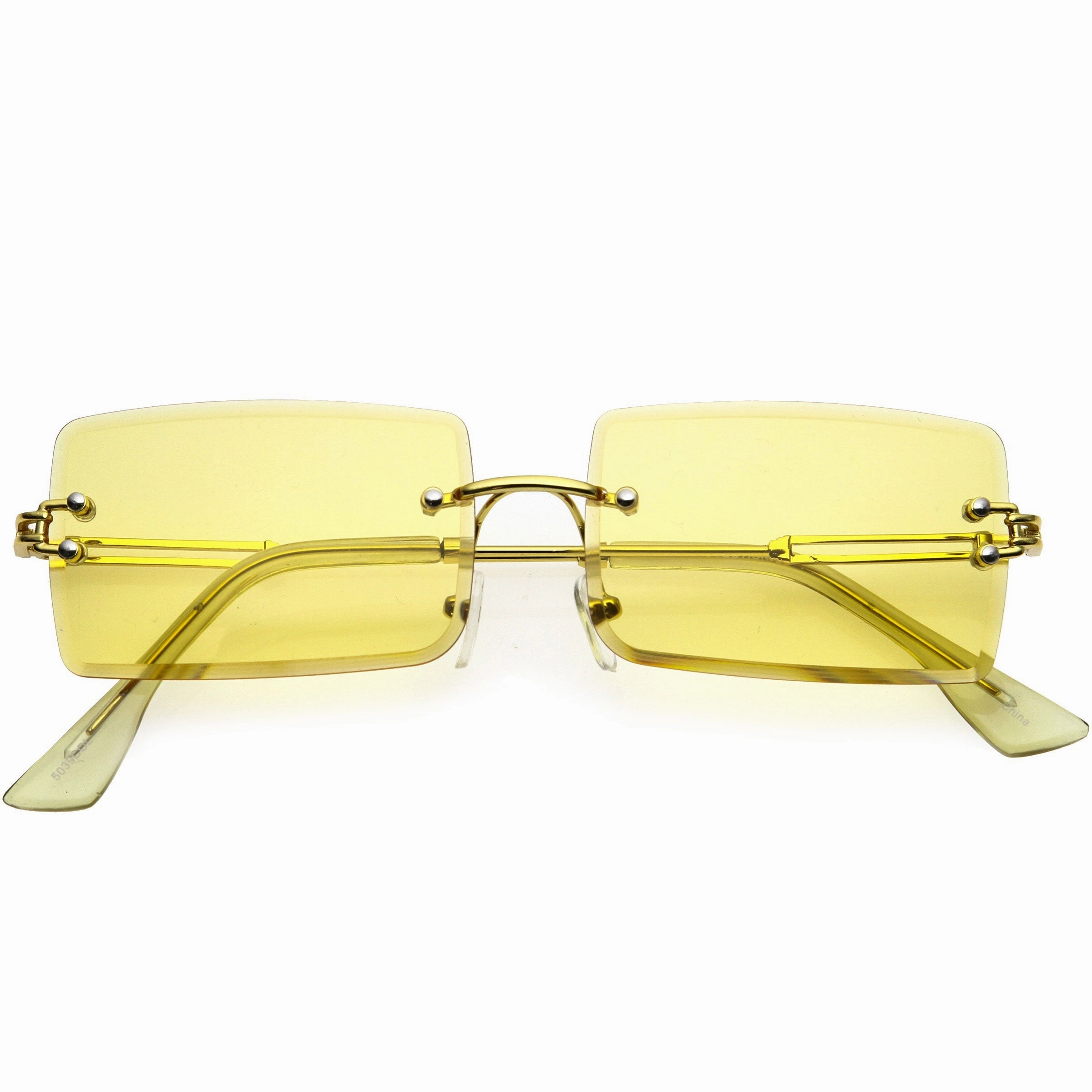 Luxe Color Tinted Bevelled Lens Metal Rectangle Sunglasses D224 from zeroUV